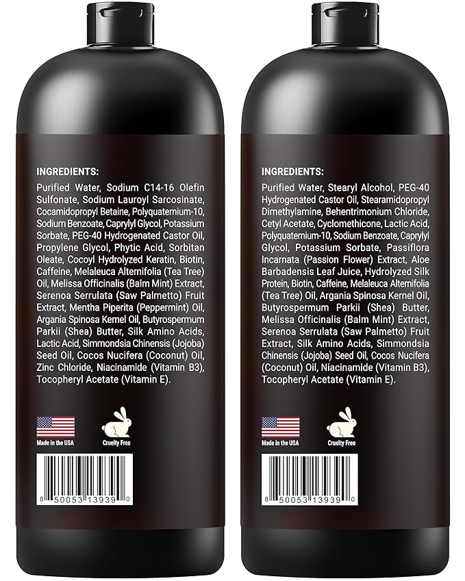 Biotin Argan Oil Shampoo and Conditioner Set - Shea Butter Moisturizing Formula for Curly, Dry & Damaged Hair - Deep Hydration for Men & Women - Made in USA - 16 fl oz Each