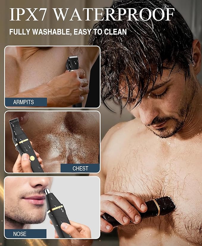 AREYZIN Body Hair Trimmer Men: Manscape 3 in 1 Electric Razor, Hair Trimmer for Body Groomer,Beard, Nose/Ear Hair,USB-C Replaceable Dock Ceramic Blade Heads