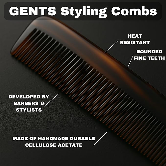 G.B.S Handmade Men and Women Comb Set- Pack of 3, Unbreakable Fine Toothed Mustache,Eyebrow Pocket Comb- Portable Pocket Size for Styling Beard & Hair anytime, Tortoise MCT DCT PCT Combs