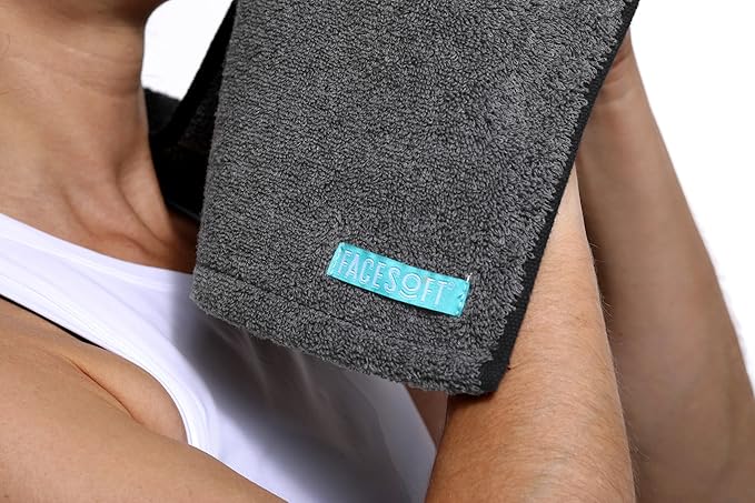 FACESOFT 2X Pro Infused Charcoal Detox Sweat Towel - Double Activated Charcoal for Deeper Detox - Absorbent Exercise Towel for Gym and Sports - Beauty - 1 Pc