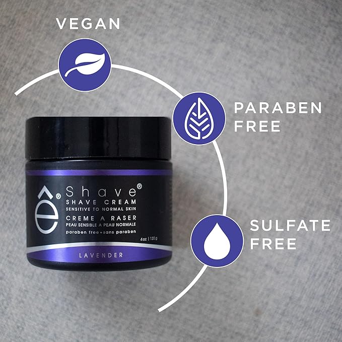 eShave Shaving Cream for Men, Lavender, prevents shaving irritation and razor burn, generates a rich lather for a soft, silky, Smoothest Shave