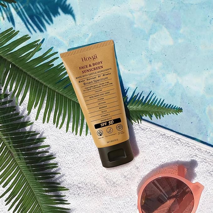 Beef Tallow Sunscreen, Natural Mineral Beef Tallow & Zinc Oxide Sunscreen SPF 50, Refreshing and Non-greasy Safest Formula, Water-Resistant Moisturizing for Women Men 3 oz (85 g)
