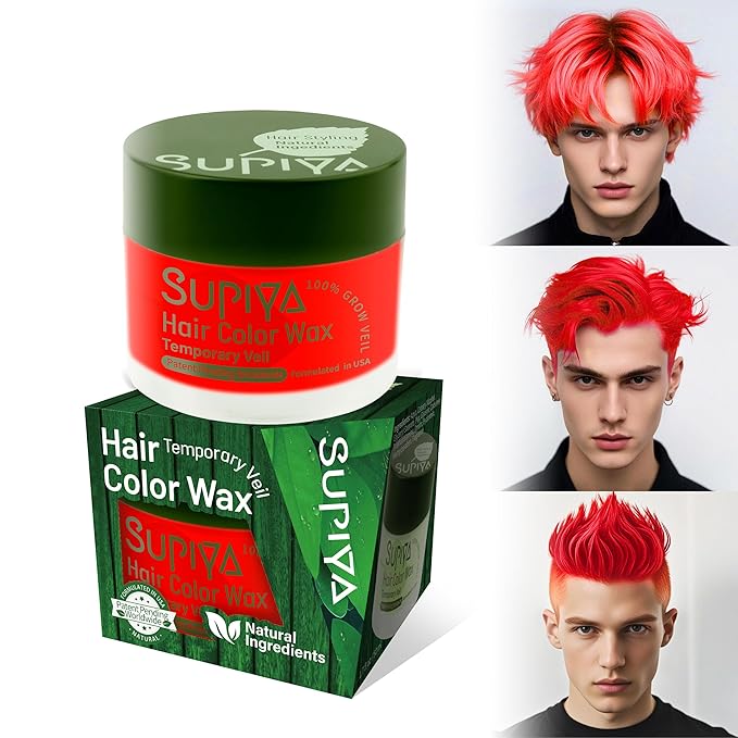 Temporary Hair Styling Color Wax, Red Hair Dye Color Wax Washable Natural Instant Hair Coloring Cream for DIY Hairstyle for Kids Men Women(Color #94)