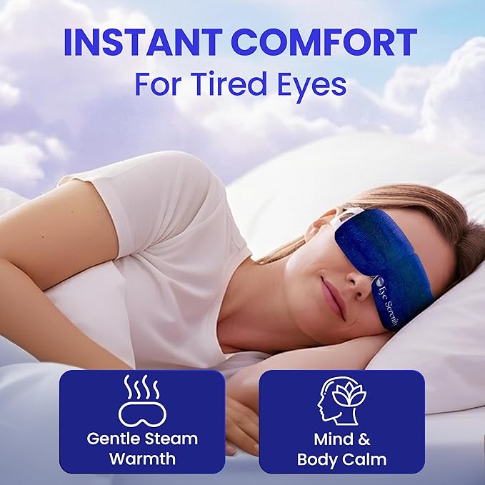 Steam Eye Mask, Self Heating Warm Compress for Dry Eyes I Heated Fast Relief for Stye, Puffy Sensitive Eyes - Moist Heat, Birthday Gifts for Women and Men, Travel & Relaxation Gifts - Unscented
