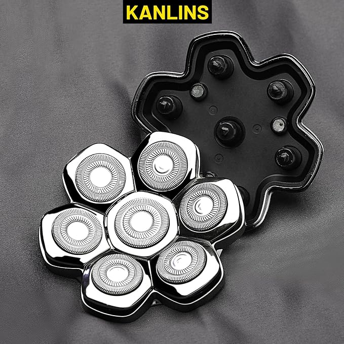 7 Blade Replacement Shavers Head, Magnetic Washable Shaver Blade Floating Heads Replacement for Head Shaver, Wet & Dry Compatible for Rotary Shavers