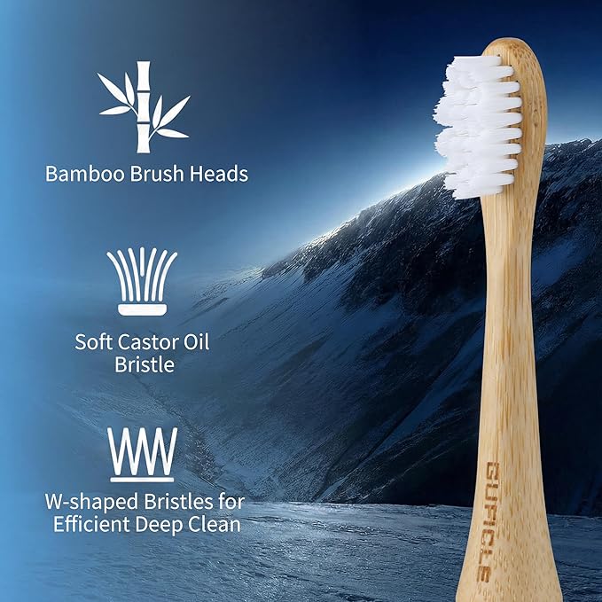 Bamboo Electric Toothbrush for Adults，Sonic Electric Toothbrush with 4 Bamboo Heads, Soft Castor Oil Bristles, 5 Modes, Smart Timer, Sonic Technology, IPX7 Waterproof, 70-Day Battery Life-Pink