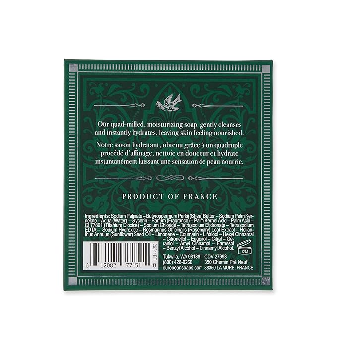Pre de Provence Bergamot & Thyme Men's Fragrance Collection, Cube Soap, 200 G