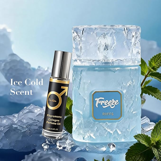 Men’s Eau de Parfum, Icy Fresh Citrus Cologne for Men with Mint & Cedar Notes, Long Lasting Fragrance Pheromone
