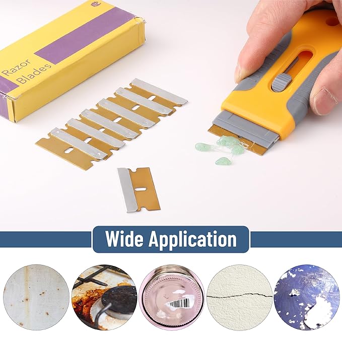 Bates- Single Edge Razor Blades, 100 Pack, Gold, Carbon Steel Razor Blades Single Edge Blades