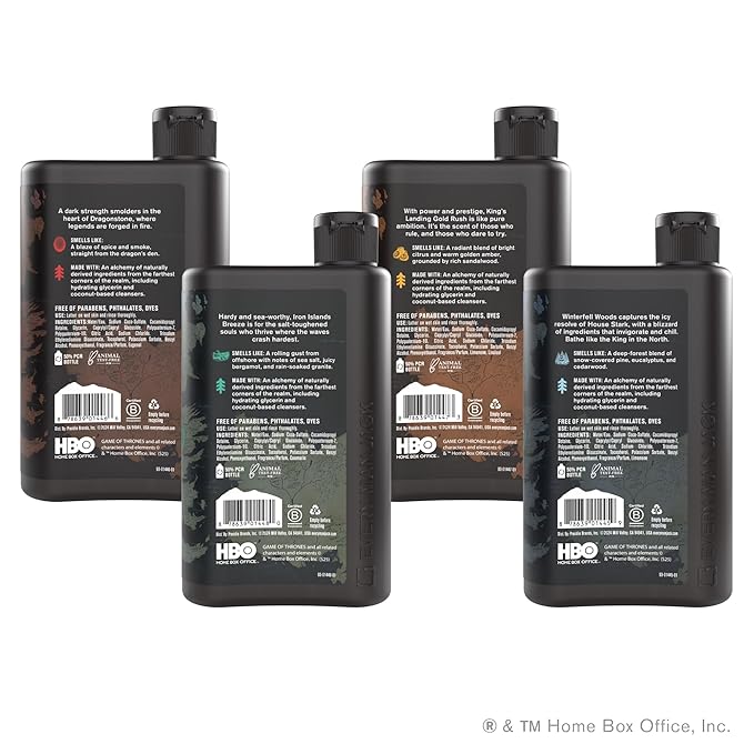 Every Man Jack Game of Thrones Collector's Edition Body Wash Gift Set - Includes 4 Body Washes with Clean Ingredients & Westeros Inspired Scents
