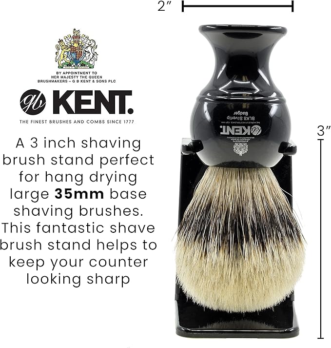 KENT VSB2 Large Black Plastic Shaving Brush Stand for Hang Drying your Shave Brush. Essential Part of Any Men's Shaving Kit, Extends Natural Bristle Brushs Life