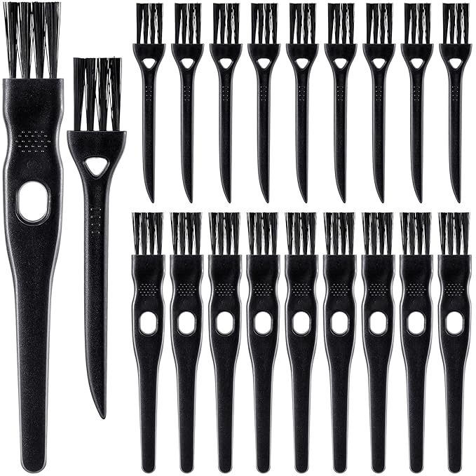 PAGOW 24 Pcs Electric Razor Cleaning Brush, Shaver Razor Clipper Cleaner Brush, Electric Shaver Hair Remover Cleaning Brushes, Nylon Bristles PP Handle, 2 Sizes (Black)