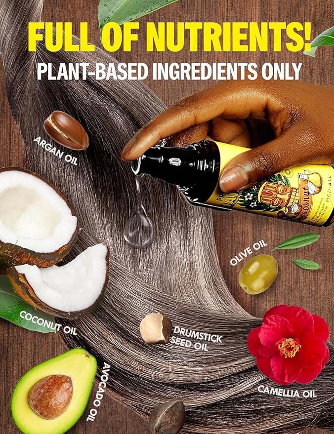 MED:-ALL MEDIALL Premium Hair Oil for Frizzy & Damaged Hair |Hair Regrowth Tonic | Hydrating & Moisturizing Hair Growth Serum w/Coconut, Argan, Avocado, Camellia Seed & Olive Oils (1.85 fl oz)