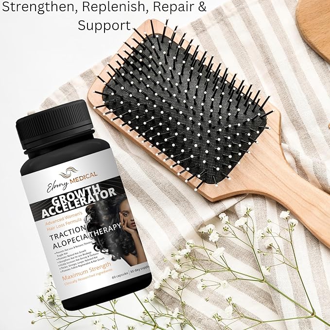 Ebony Medical Hair Support Supplement for Women of Color – Thinning Hair & Traction Alopecia Support – Keratin Boost, Follicle Nourishment, and Hair Strength Vitamins – 30-Day Supply