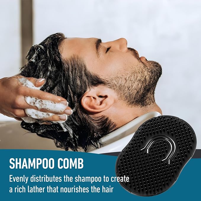 12 Pcs Soft Pocket Combs for Men, Scalp Massage Shampoo and Beard Grooming Wave Palm Hair Brush Scalp Massager Brush Men(Black)