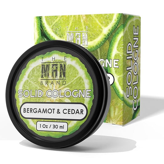 Solid Cologne Men's Bergamot and Cedar Solid Cologne Balm, Wax Bergamot Cologne for men, Solid Perfume with a Citrus Bergamot Scent (1 Ounce, Bergamot Perfume Mens Cologne Balm)