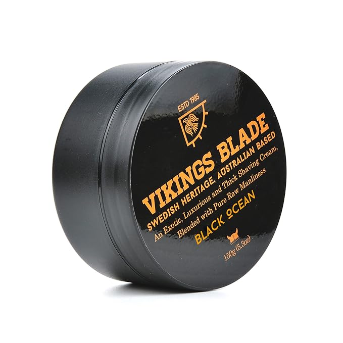 VIKINGS BLADE Luxury Shaving Cream, Black Ocean Scent, Silky Buttery Smooth, Surfactant Base. Refreshing, Clean, Close, FOAMING Shave Cream