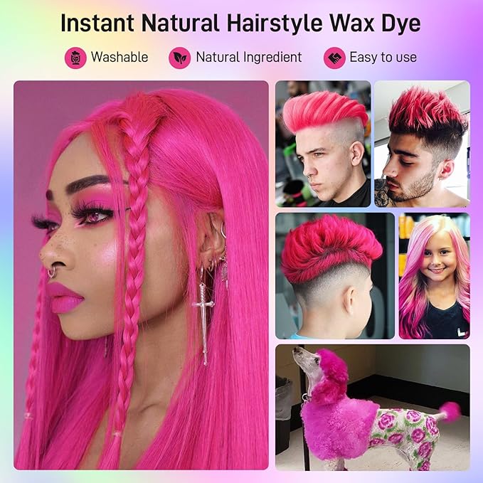 Passion Red Temporary Hair Dye,Temporary Hair Color Wax,Natural Washable Hair Dye Temp Hair Color for Women Men Kids Party Cosplay Halloween