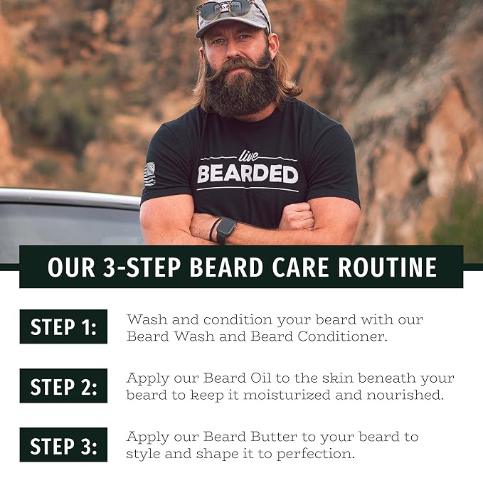 Live Bearded Beard Butter, 3 fl oz - Made in the USA - All-Natural Leave-in Conditioner and Softener with Shea | Straight Up Unscented - Fragrance-Free