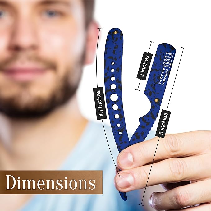 Facón Straight Razors for Men - Professional Barber Straight Edge Razor Kit with 100 Blades, Classic Stainless Steel Barbero Shaver for a Smooth & Precise Shave, Premium Barber Razor for Men's Shaving