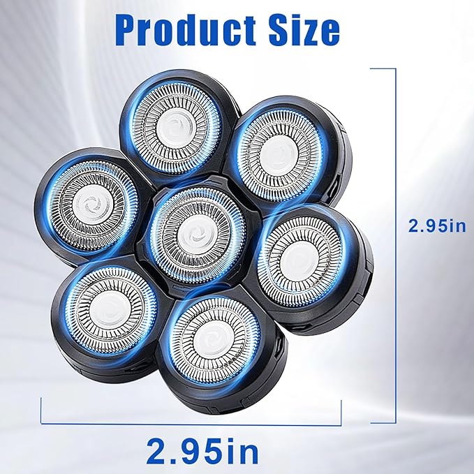 7 Head Shaver Replacement Razor Heads for Many Brands Bald Men's Electric Foil Shaver Replacement,Universal Shaver Replacement Blades for Electric Razor for Men Bald and Face (Black 7 Head/3PCS)