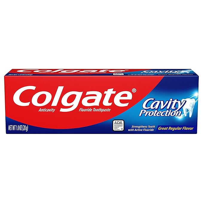 Colgate Cavity Protection Toothpaste with Fluoride, Minty Great Regular Flavor, Anti Cavity Toothpaste, 24 Pack, 1 Oz Tubes