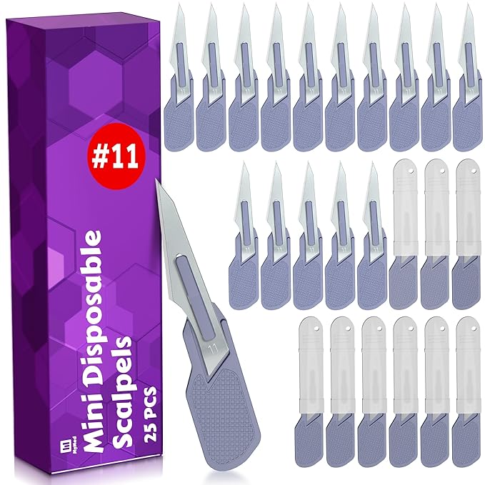 Mymed Mini #11 Dermaplane Razor for Women Face, Manual Shaving Razor, Pack of 25