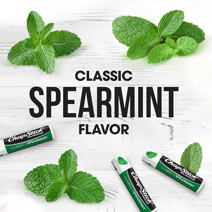 ChapStick Bulk Lip Balm, Classic Spearmint 12-Pack – Cool & Refreshing Lip Moisturizer for Dry Lips, 0.15 Oz Ea