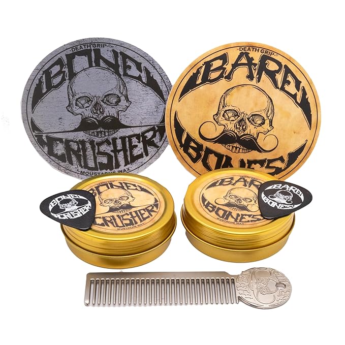 Moustache Care Gift Set by Vintage Grooming Co. (Bone Crusher & Bare Bones Combo)