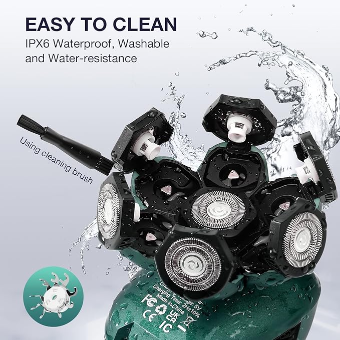 Head Shavers for Bald Men: 5-in-1 Electric Razor - Waterproof Wet Dry Shaving - Professional Grooming Kit for Balder - Rechargeable Head Shavers (Dark Green)
