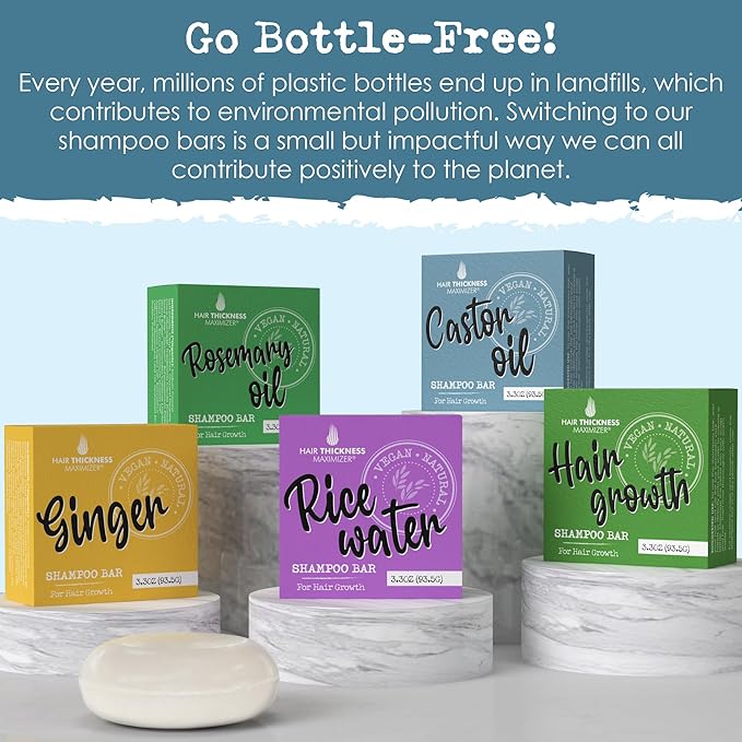 Castor Oil Shampoo Bar for Hair Growth. Eco-Friendly, No Harsh Chemicals, Color Safe, pH Balanced. Solid Shampoo Bar Equal to 3 Liquid Bottles. Zero Plastic, USA Made, Strengthening & Dry Hair Relief