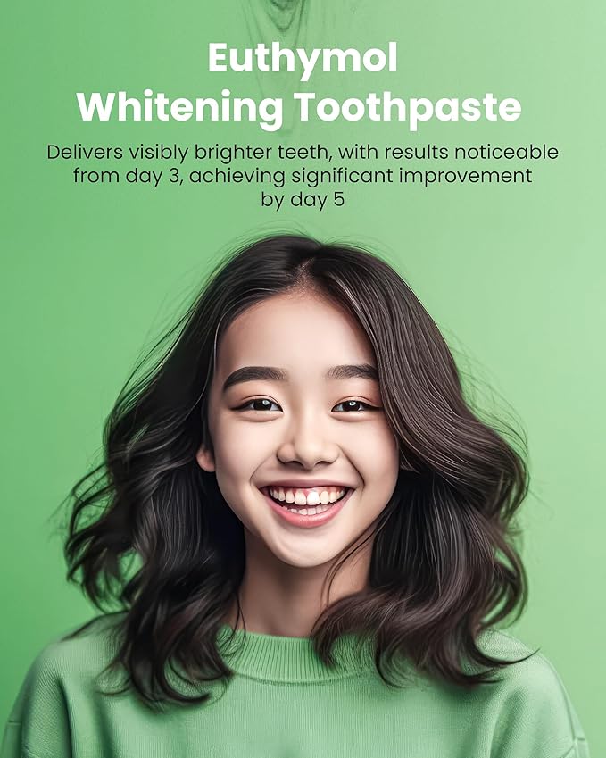 EUTHYMOL Whitening Toothpaste (3.7fl oz) - Stain Removal in 2 Weeks, Long-Lasting Freshness for Sensitive Gum & Teeth. Bad Breath, Cavity Prevention. Recyclable Aluminum Tube