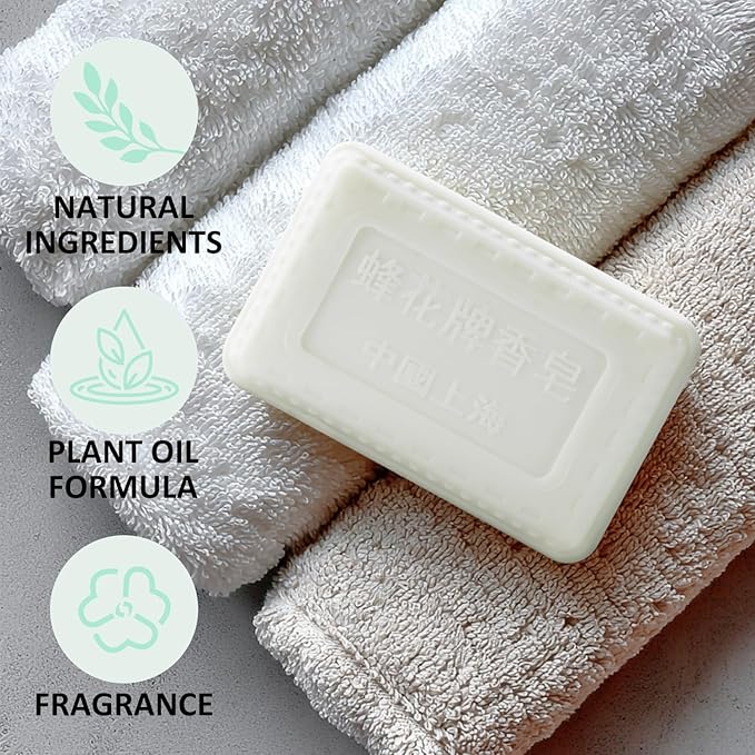 Bee & Flower Soap Bar Jasmine Soap Moisturizing Bath Soap Bars Nourishes Your Skin 4.4 oz(Pack of 4)
