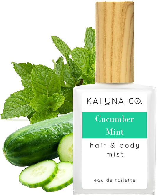 Cucumber Mint Natural Hair & Body Mist Spray, Pure Essential and Fragrance Oils, Alcohol-Free, Handmade in California, 0.5Fl Oz