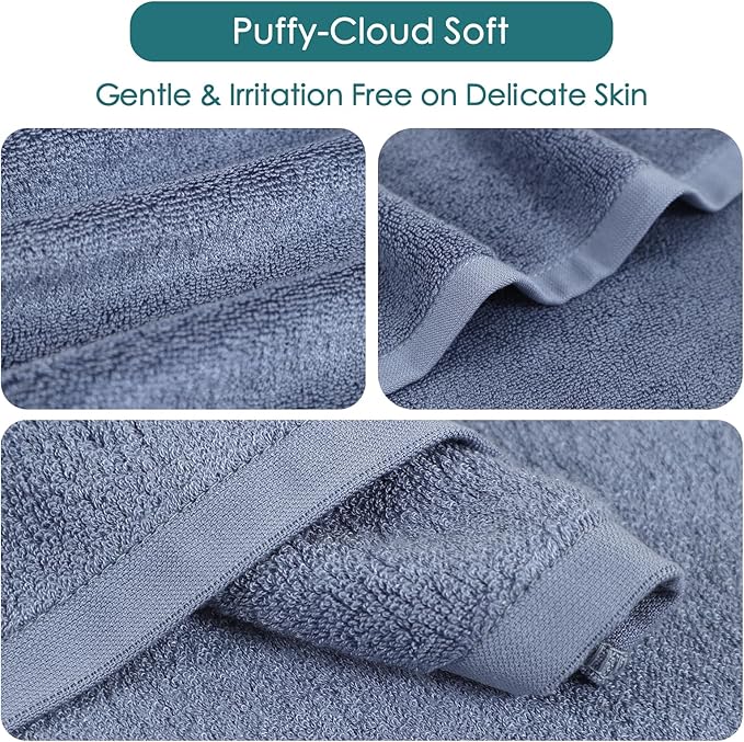 Wash Cloths 6 Pack, Reusable Makeup Remover Cloths, Super Soft and Gentle Face Towel for Sensitive Skin, 10x10 inch Small Face Washcloths, Easy to Rinse Quick Dry Slate Blue Facial Cleansing Cloths