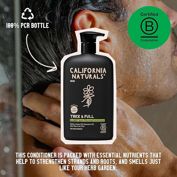 California Naturals Mens Re:GRO Conditioner for Hair Growth Support, Scalp Hair Care with Biotin, All Hair Types, Vegan, Natural, Cruelty Free, Silicone, Paraben & Sulfate Free, for Men, 20 fl oz