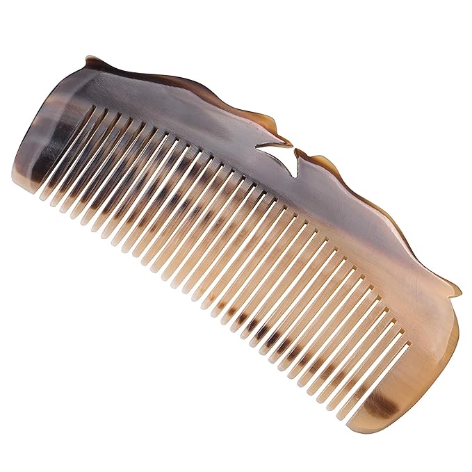 Natural Buffalo Horn Comb - Anti-Static Hair Care, Vietnamese Handmade Lovebirds Gift, Symbol of Love & Peace for Women