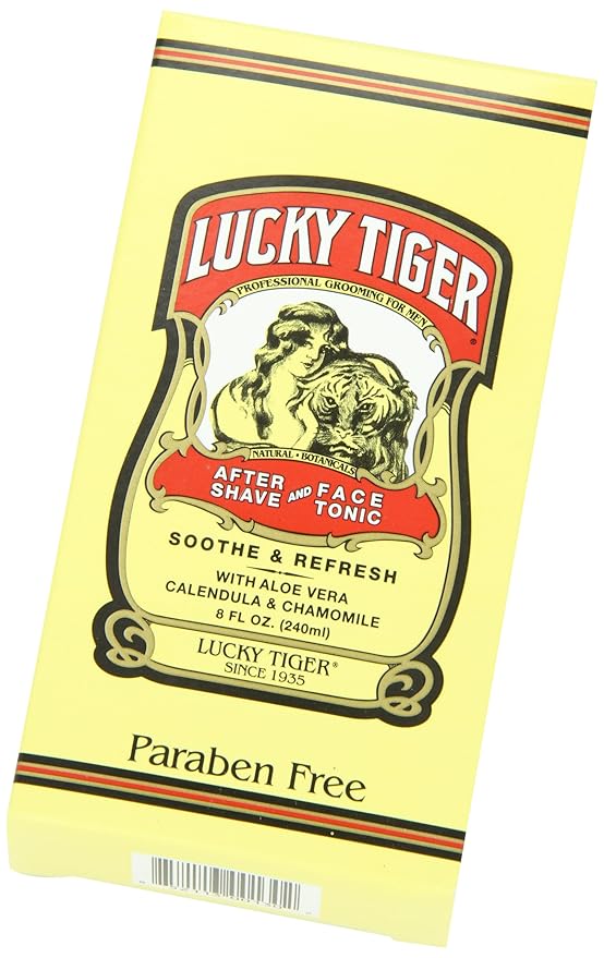 Lucky Tiger After Shave and Face Tonic (8 Fl Oz) – Alcohol-Free Aftershave Lotion for Men – Soothing Face Toner with Aloe Vera, Calendula & Chamomile for Razor Burn Treatment
