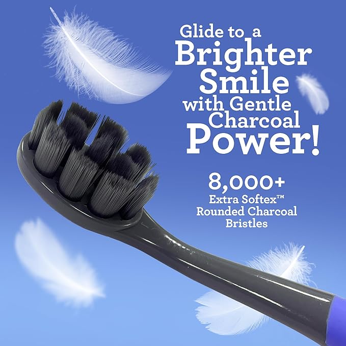 GuruNanda Butter on Gums Charcoal Toothbrush - 8000+ Softex Bristles for Sensitive Teeth & Gums,Aids in Teeth Whitening,Extra Soft,6 Count (Pack of 2)