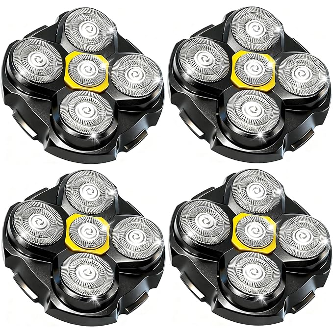 5 Head Shaver Replacement Head for MicroTouch Titanium Shaver for Bald Men Head and Face Wet/Dry Shaving (Black(4count))