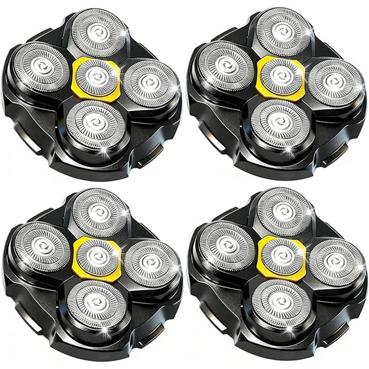 5 Head Shaver Replacement Head for MicroTouch Titanium Shaver for Bald Men Head and Face Wet/Dry Shaving (Black(4count))