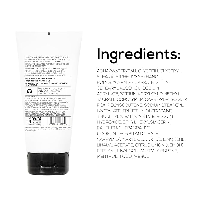 MARLOWE. No. 144 Post Shave Lotion 6 oz, Conditioning Aftershave with Green Tea, Deep Sea Algae, Willow Bark & Passion Flower Extract, Hydrates, Calms & Nourishes Skin, Aloe Citron Scent