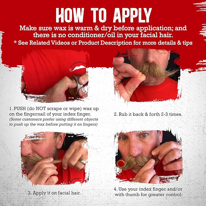 Firehouse Moustache Wax - Made in USA - for Beard & Mustache Shaping - All-Weather, Naturally Scented and Colored Beard Wax (DARK, 1 Ounce Tin) - Handmade in Small Batches by John the Fireman