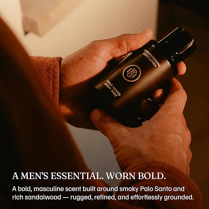 Hardworking Gentlemen Palo Santo Body Mist For Men, 3.38 oz | 100 ml - A Warm, Grounded Scent with Notes of Smoke and Sandalwood - Made in the USA