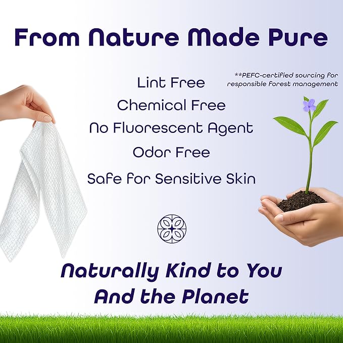 Disposable Face Towels XL – Ultra Soft, Clean, Odor-Free Dry Towelettes for Skincare & Makeup Removal Wipes, Plant-Based, Gentle for Sensitive Skin, 50 Count