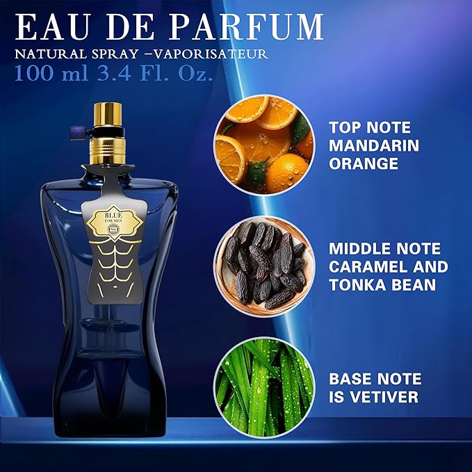 Hybrid & Company Blue For Men Gold Edition For Men Eau De Parfum Vaporisateur Natural Spray 3.4 Fl Oz