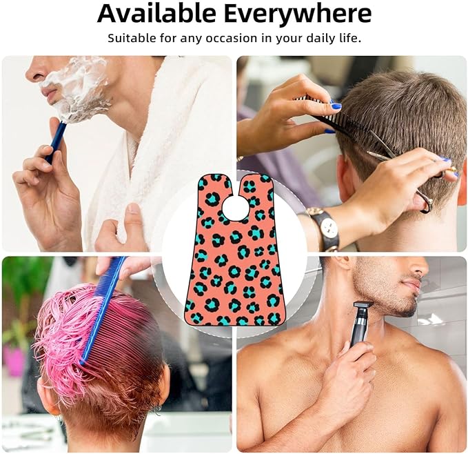 Men's Shaving Accessory Funny Leopard Print, Waterproof Beard Apron with Hair Catcher & Suction Cups