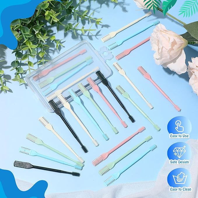 48 Pcs 2-in-1 Nasal Hair Cutter Double Sided Nose Hair Trimmer Bulk for Women Men Portable 360° Rotating Manual Nose Nasal Knife Soft Cleaning Brush Box Package Multicolor