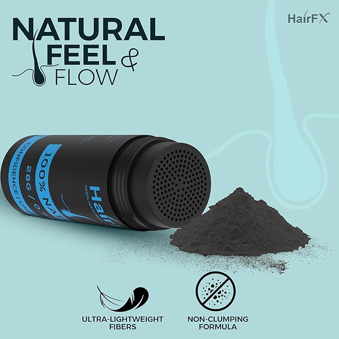 Hair Fibers for Thinning Hair (BLACK) Undetectable & Natural - Giant 28g Bottle – Hair Thickener & Topper + Instant Thicker Fuller Hair - Completely Conceals Hair Loss in 15 Sec for Women & Men