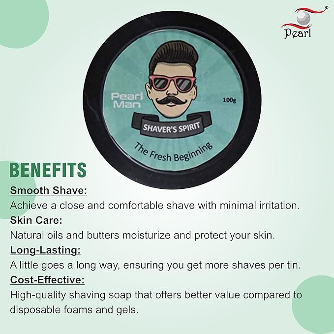 Pearl Shaving The Artisan Shaving Soap Shavers Spirit- Shave Soap for Men Smoothest Wet Shave Creates Perfect Lather -Moisturizes and Protects Skin
